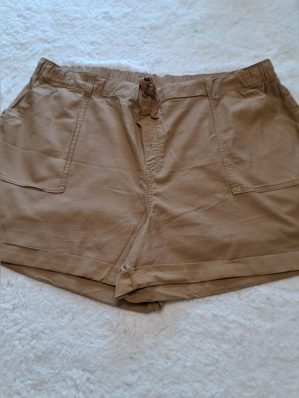Lane Bryant Tan Drawstring Utility Bermuda Shorts
